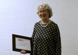 Patsy Aldana was awarded the 2012 Claude Aubry Award at a ceremony in Toronto on October 1, 2013. Photo courtesy of Camilia Kahrizi.